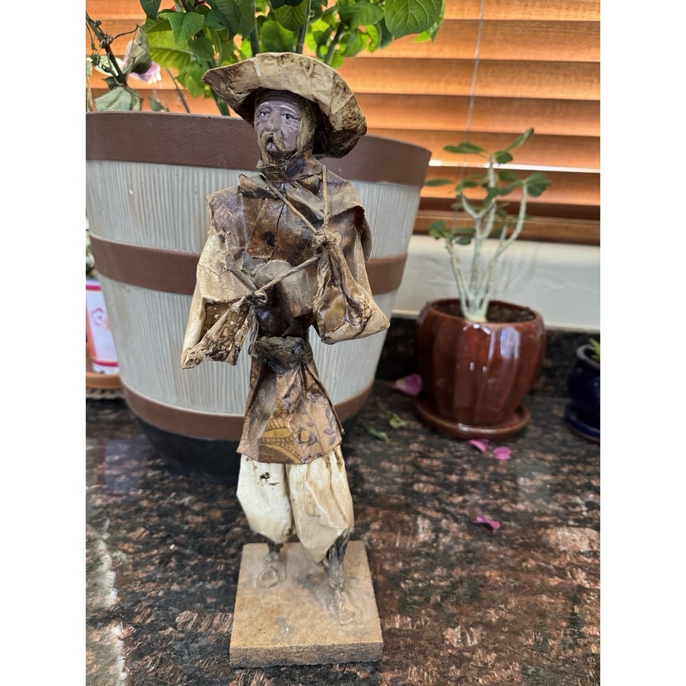 Vintage 12" Handmade Mexican Folk Art Paper Mache Male Sculpture Figure
